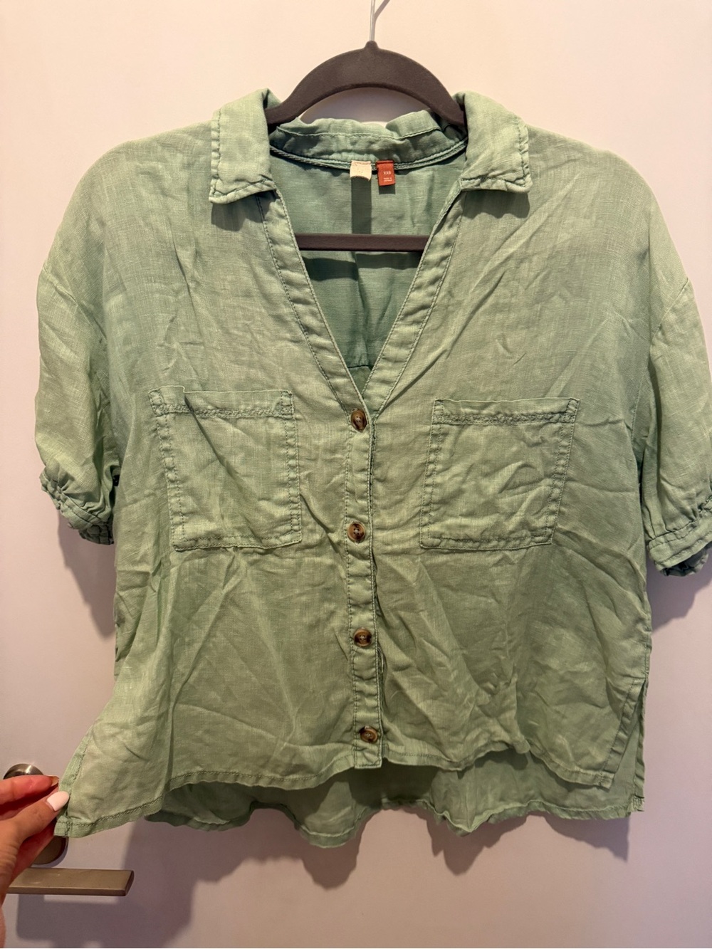 Pilcro Mint Green Lightweight Button-Up
